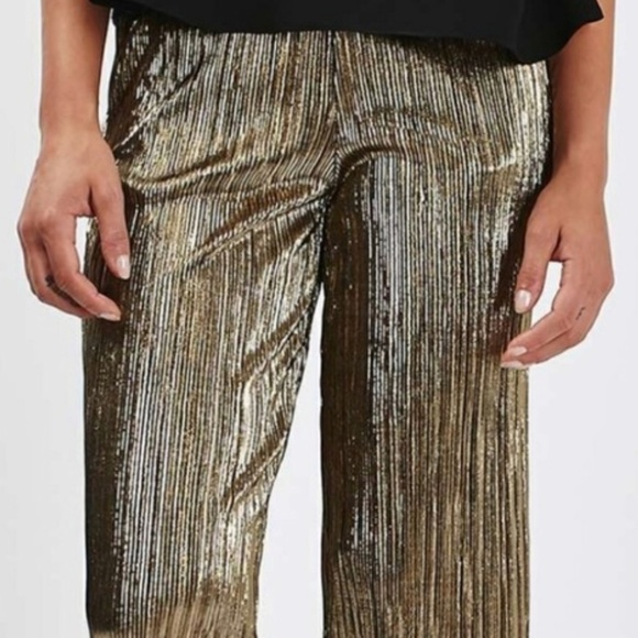 Torn By Ronny Kobo Antique Gold Wide Leg Trousers